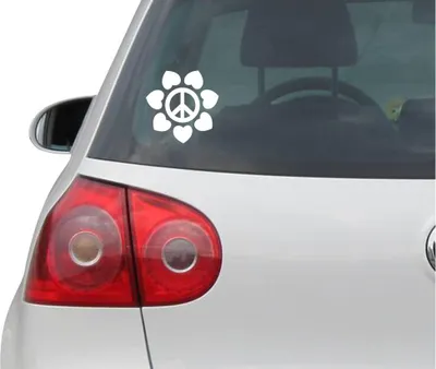Produktbild von Aufkleber / Autoaufkleber - JDM - Die cut - Peace und Love BLUME Decal Laptop Fenster Sticker - weiß - 91mmx88mm