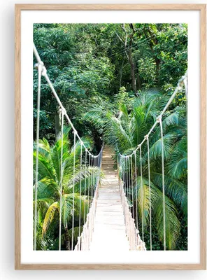 Produktbild von Gerahmtes Poster - Rahmen in heller Eiche - Tropen Dschungel Brücke - 50x70 cm - Wand Bild - Wanddeko - Wandbilder - Kunstposter - Wandposter - Bilderrahmen - Bilder - Kunstdruck - P2NPA50x70-4963