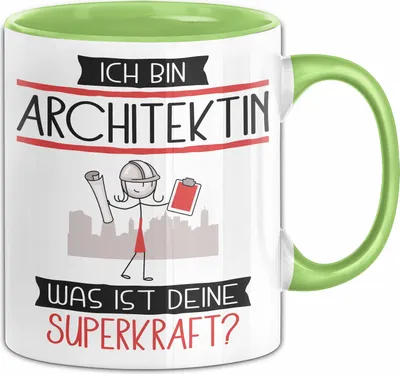 Produktbild von Architektin Geschenk Tasse Ich Bin Architektin Was Ist Deine Superkraft Geschenkidee Lustig Geburtstag Weihnachten (Grün)