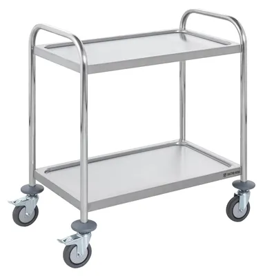 Produktbild von GastroHero Servierwagen ECO 2 Small Edelstahl 2 Etagen Transportwagen Küchenwagen Gastro 80 kg Traglast Rollen