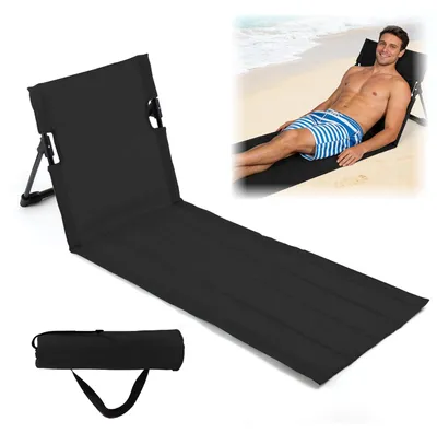 Strandmat met rugleuning, extra lang, klappbar, 600D Oxford, schwarz
