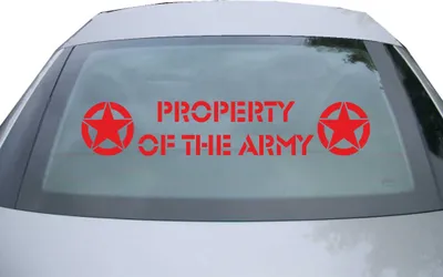 Produktbild von Indigos UG - Aufkleber Heckscheibe & Motorklappe DE2637 - rot - 600x114 mm - Property of Army - Auto Scheiben Fenster Heckklappe Tuning Racing JDM - Die cut