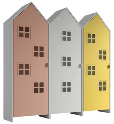 Produktbild von VIPACK - CASAMI BRUGES Set 3-tlg. best. aus: Schrank 1-trg. mit Front in Pink, Weiß u. Gelb