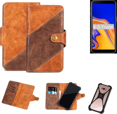 Produktbild von K-S-Trade Handy-Hülle Schutz-Hülle Bookstyle Case Wallet-Case kompatibel mit Samsung Galaxy J6+ Handy Cover Bumper Kantenschutz Smartphone