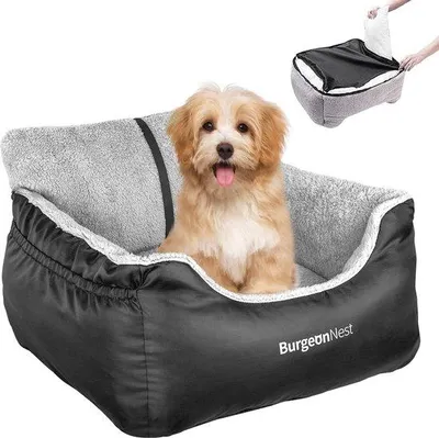 Produktbild von Famanu Hundeautositz für kleine Hunde - Abnehmbar, Waschbar & Tragbar mit Stauraum