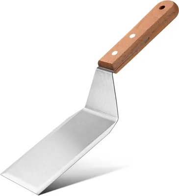 Produktbild von Edelstahl Wender, Holzgriff, 28 x 7 cm, Hitzebeständig, Für Grillen und Kochen