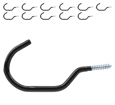 Immagine prodotto di Set da 12 ganci per biciclette Relaxdays, ganci da parete e da soffitto per biciclette, rivestiti in gomma, supporti da avvitare, neri
