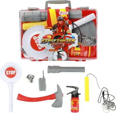 Produktbild von Toi-Toys - FIRE FIGHTER großes Feuerwehr Set (8-telig) Spielzeug Kinder Spielset Koffer Walkie-Talkie