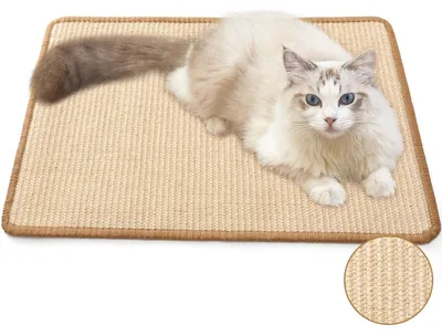 Produktbild von Kratzmatte Kratzbrett Katzenkratzmatte - 60 x 40 cm - Natursisal - Braun - Selbstklebend