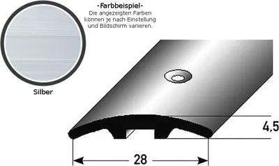 Produktbild von Stegübergangsprofil "Brüssel" / Übergangsschiene, 28 mm, Typ: 06 (Aluminium eloxiert)-silber-900-gebohrt