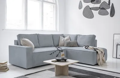 Produktbild von MIUFORM Brave Dave - Ecksofa mit Bettfunktion und Bettkasten L-FORM RECHTS - 247x194cm - Hellgrau - Sofa Schlafsofa Couch