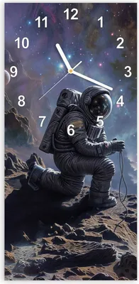 Produktbild von Wanduhr aus Glas mit Motiv Astronaut im All- 30 x 60 cm - inkl. Aufhängesystem