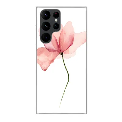 Produktbild von MuchoWow® Handyhülle Schutzhülle Hülle für Samsung Galaxy S22 Ultra Blumen - Aquarell - Rosa Silikon Softcase Handy Hülle - Abbildung