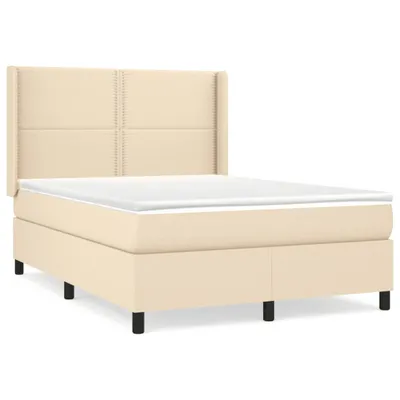 Produktbild von Boxspringbett mit Matratze Creme 140x190 cm Stoff