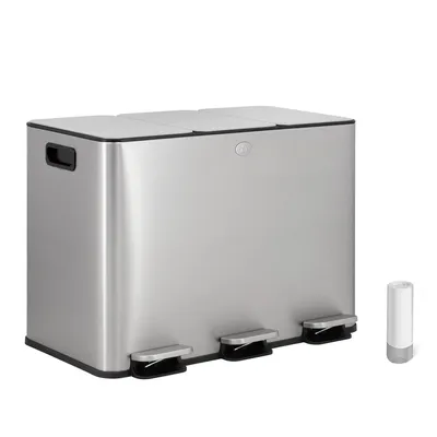 Produktbild von Vidacharmy Abfalleimer 3×15L – 45L Mülltrennung, Edelstahl & Pedalbetrieb