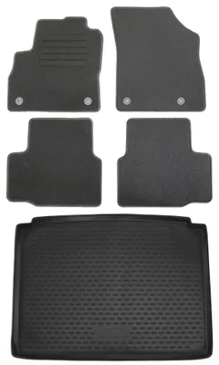 Gummi-Kofferraumwanne + Fußmatten Set für Opel Astra K, Bj. 10/2015-, schwarz