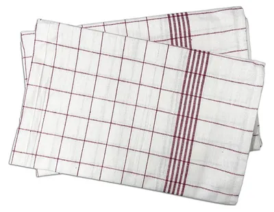Produktbild von Geschirrtuch 50 x 70cm, weiß-rot kariert,  5er Pack : weiß / rot : 100% Baumwolle