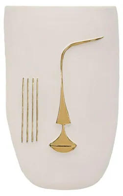 Immagine prodotto di Decorazione da parete Mumbasa in Vetroceramica bianca e oro lucido