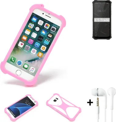 Produktbild von K-S-Trade Bumper + Kopfhörer kompatibel mit Oukitel WP13 Handy Hülle Schutzhülle Silikon Schutz Hülle Cover Case Silikoncase Silikonbumper TPU