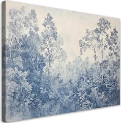 Produktbild von Leinwandbild Bäume Wald Natur 60x40 Feeby Blau bild für die wand bereit zum aufhängen