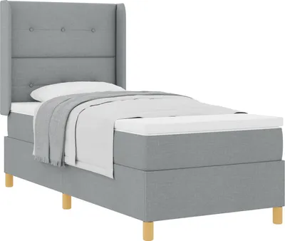 Obrázek produktu pro Postel s boxspringem s matrací Světle šedá 90 x 200 cm textil