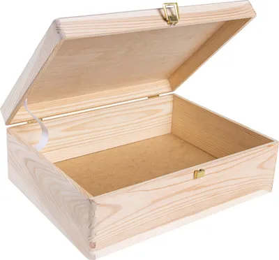 Image de Creative Deco Boite de Rangement en Bois avec Fermoir - 40 x 30 x 14 cm +/- 1 cm
