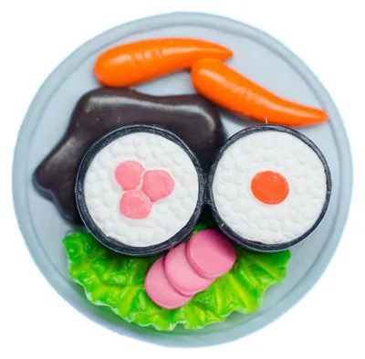 Produktbild von Sushiteller Brosche Miniblings Japan Sushiplatte Sushi Karotte Maki Teller blau