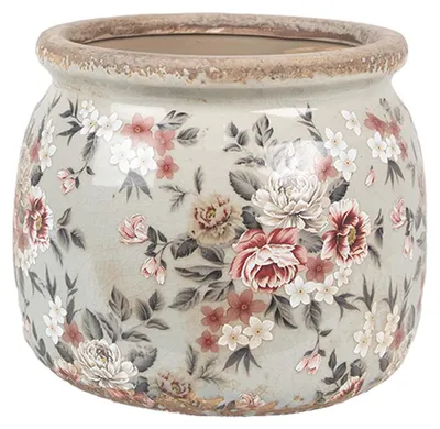 Productafbeelding van Clayre & Eef bloempot, diameter 16 cm, hoogte 13 cm, grijs, keramiek, voor bloemen