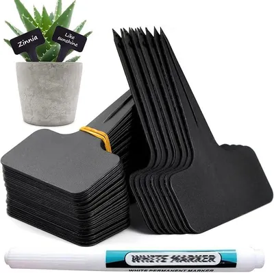 Produktbild von PolkaHome® Pflanzenlabels Plantenbordjes – 100 Stück Schwarz – Wasserfest & UV-beständig – Wiederverwendbare Pflanzenstecker für