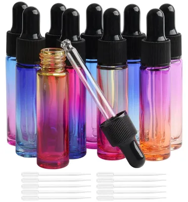Imagen del producto de Juego de 10 botellas de vidrio con gotero para aceites esenciales