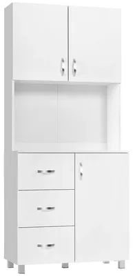 Produktbild von Sideboard für Küche und Wohnzimmer - Modernes Sideboard aus Massivholz - 2 Schränke mit Verstellbaren Einlegeböden - 3 Schubladen und Offenes Fach - 100 cm - Armeegrün