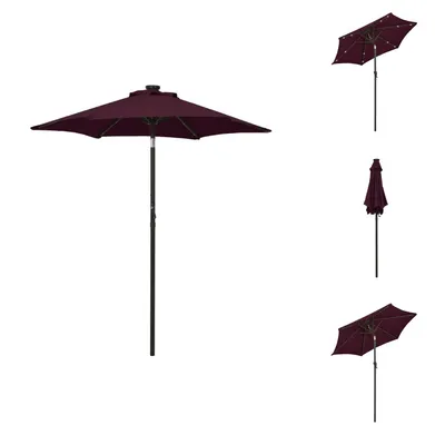 Zdjęcie produktu dla vidaXL Parasol z oświetleniem LED Bordowy czerwony 200x211 cm Aluminium - Parasole i parasole przeciwsłoneczne