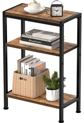 Produktbild von Schmaler Beistelltisch 3 Ablagen Vintagebraun/Schwarz 43x20cm 3-stöckig