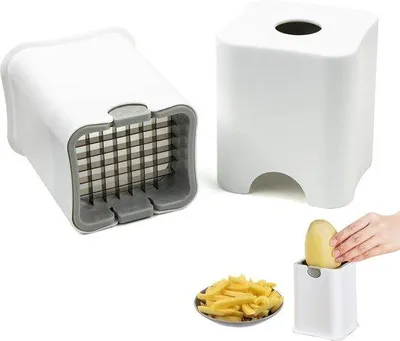Obrázok produktu pre Multifunkčný krájač zeleniny – rýchly krájač na zeleninu a ovocie – biely – nerezová oceľ