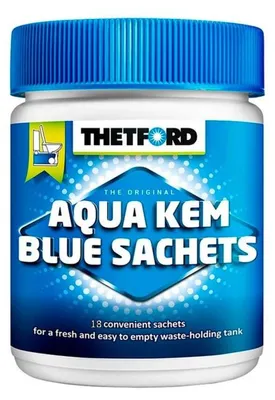 Zdjęcie produktu dla Saszetki kapsułki tabletki do toalet turystycznych Aqua Kem Blue Sachets 18 szt. - Thetford