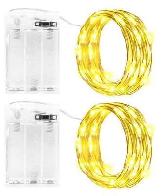 2er Set Micro-Lichterketten, 3 m, 30 LEDs, warmweiß, IP65, mit Timer