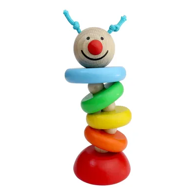 Produktbild von Bewegliche Holzraupe auf Gummi, 11,5 cm hoch, Motorikspielzeug für Babys ab 6 Monaten
