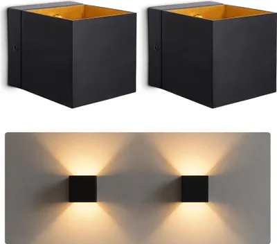 Produktbild von SSC-LUXon 2 Stück EPITA Wandleuchte Innen schwarz - Wandlampe Gold Design Up & Down Leuchte Fassung für 1x G9 Leuchtmittel