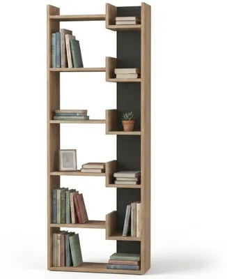 Immagine prodotto di Libreria a 6 Ripiani 60,5x22x162,5 cm Scaffalatura Verticale Moderna Quercia e Antracite