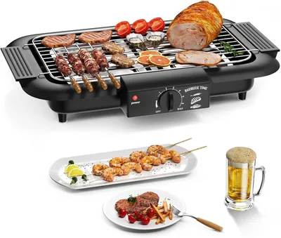 Produktbild von 2000W Elektrogrill Tischgrill, rauchfrei & antihaftbeschichtet, 6 Temperaturstufen, für Innen & Außen, abnehmbar & leicht zu reinigen