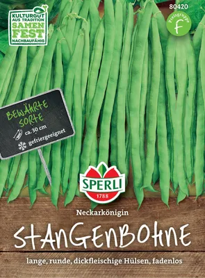 Immagine prodotto di Il fagiolo di Neckarkönigin, una varietà comprovata ad alta resa con baccelli teneri e carnosi, robusta e resistente