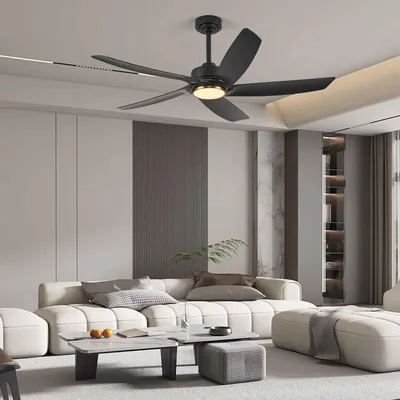 Produktbild von ZELURXX Deckenventilator mit LED 132cm 52 Zoll 5 Flügel dimmbar App-Steuerung Timer Schlafzimmer Wohnzimmer schwarz für Sommer und Winter