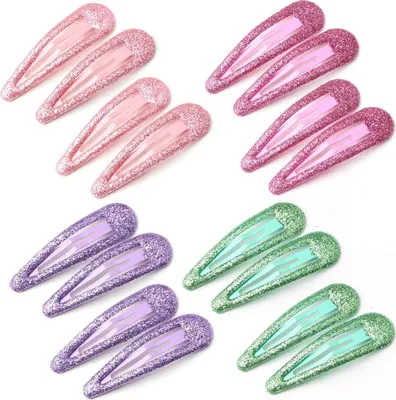 Produktbild von EUZUXU 16 Stück Glitzer Haar Schnappclips Mädchen Kinder Pailletten Metall Haarspangen