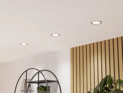 Image de Eglo LED Smart Einbauleuchte Fueva 6.z Nickel-matt Ø12cm IP44 5W 620lm RGBTW 2700K-6500K Dimmbar App Google Alexa Bluetooth ZigBee