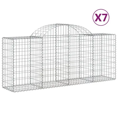 Produktbild von vidaXL Gabionen mit Hochbogen 7 Stk. 200x50x80/100 cm Verzinktes Eisen