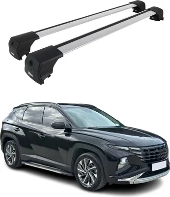 Image de Barres de toit de base pour Hyundai Tucson IV 2022-2026, aluminium argenté, 2 pièces