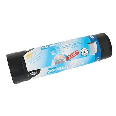 Produktbild von Müllsäcke mit Zugband 120 L – LDPE, Schwarz, 45 µ – 180 Stück