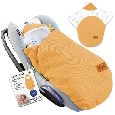 Produktbild von MILLYBO Baby Fußsack Einschlagdecke – Für Babyschale & Kinderwagen - Gelb Cord