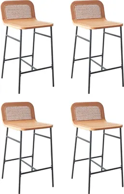 Image de Lot de chaises SANA d'îlot et bar en chêne et assise cannage 65cm
