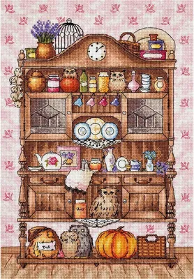 Produktbild von Panna Kreuzstichset "Kommode mit Eulen", 23x32cm, Zählmuster